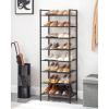 imageSONGMICS Narrow Shoe Rack Sturdy 8 Tier Metal Tall Shoe Rack Shelf Slim Shoe Storage Organizer for Closet Entryway Small Spaces Vertical Shoe Stand Tower for 18 Pairs Shoes Easy Assembly BlackBlack