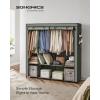 imageSONGMICS Portable Closet Wardrobe Closet Organizer with Cover 4 Hanging Rods and Shelves 4 Side Pockets 669 x 177 x 657 Inches Large Capacity for Bedroom Living Room Ink Black URYG094B02Sage Green