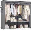 imageSONGMICS Portable Closet Wardrobe Closet Organizer with Cover 4 Hanging Rods and Shelves 4 Side Pockets 669 x 177 x 657 Inches Large Capacity for Bedroom Living Room Ink Black URYG094B02Grey