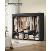 imageSONGMICS Portable Closet Wardrobe Closet Organizer with Cover 4 Hanging Rods and Shelves 4 Side Pockets 669 x 177 x 657 Inches Large Capacity for Bedroom Living Room Ink Black URYG094B02Ink Black