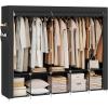 imageSONGMICS Portable Closet Wardrobe Closet Organizer with Cover 4 Hanging Rods and Shelves 4 Side Pockets 669 x 177 x 657 Inches Large Capacity for Bedroom Living Room Ink Black URYG094B02Ink Black