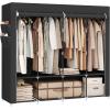 imageSONGMICS Portable Closet Wardrobe Closet Organizer with Cover 4 Hanging Rods and Shelves 4 Side Pockets 669 x 177 x 657 Inches Large Capacity for Bedroom Living Room Ink Black URYG094B02Ink Black