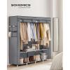 imageSONGMICS Portable Closet Wardrobe Closet Organizer with Cover 4 Hanging Rods and Shelves 4 Side Pockets 669 x 177 x 657 Inches Large Capacity for Bedroom Living Room Ink Black URYG094B02Grey