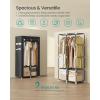 imageSONGMICS Portable Closet Wardrobe Closet Organizer with Cover 4 Hanging Rods and Shelves 4 Side Pockets 669 x 177 x 657 Inches Large Capacity for Bedroom Living Room Ink Black URYG094B02Ink Black