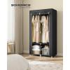 imageSONGMICS Portable Closet Wardrobe Closet Organizer with Cover 4 Hanging Rods and Shelves 4 Side Pockets 669 x 177 x 657 Inches Large Capacity for Bedroom Living Room Ink Black URYG094B02Ink Black
