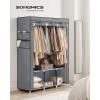 imageSONGMICS Portable Closet Wardrobe Closet Organizer with Cover 4 Hanging Rods and Shelves 4 Side Pockets 669 x 177 x 657 Inches Large Capacity for Bedroom Living Room Ink Black URYG094B02Grey