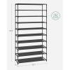 imageSONGMICS Shoe Rack 10 Tier Storage Organizer for up to 40 Pairs of Shoes and Boots Metal Frame and NonWoven Fabric Shelves Stackable for Entryway Bedroom Black ULSR210B02