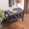 imageSONGMICS Shoe Rack Bench with Cushion Upholstered Padded Seat Storage Shelf Shoe Organizer Holds Up to 350 lb Ideal for Entryway Bedroom Living Room Hallway Garage Mud Room Gray and White ULBS65WNGray  Brown
