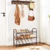 imageSONGMICS Stackable Shoe Rack 4 Tier Metal Shoes Rack Storage Shelf Holds up to 20 Pairs Shoes Adjustable Slanted Shelves Shoe Tower Organizer for Closet Entryway Small Spaces BlackBronze