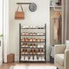imageSONGMICS Stackable Shoe Rack 4 Tier Metal Shoes Rack Storage Shelf Holds up to 20 Pairs Shoes Adjustable Slanted Shelves Shoe Tower Organizer for Closet Entryway Small Spaces BlackBlack