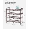 imageSONGMICS Stackable Shoe Rack 4 Tier Metal Shoes Rack Storage Shelf Holds up to 20 Pairs Shoes Adjustable Slanted Shelves Shoe Tower Organizer for Closet Entryway Small Spaces BlackBronze