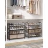 imageSONGMICS Stackable Shoe Rack 4 Tier Metal Shoes Rack Storage Shelf Holds up to 20 Pairs Shoes Adjustable Slanted Shelves Shoe Tower Organizer for Closet Entryway Small Spaces BlackBlack