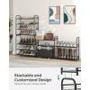 imageSONGMICS Stackable Shoe Rack 4 Tier Metal Shoes Rack Storage Shelf Holds up to 20 Pairs Shoes Adjustable Slanted Shelves Shoe Tower Organizer for Closet Entryway Small Spaces BlackBlack