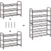 imageSONGMICS Stackable Shoe Rack 4 Tier Metal Shoes Rack Storage Shelf Holds up to 20 Pairs Shoes Adjustable Slanted Shelves Shoe Tower Organizer for Closet Entryway Small Spaces BlackBronze
