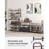imageSONGMICS Stackable Shoe Rack 4 Tier Metal Shoes Rack Storage Shelf Holds up to 20 Pairs Shoes Adjustable Slanted Shelves Shoe Tower Organizer for Closet Entryway Small Spaces BlackBronze