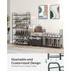 imageSONGMICS Stackable Shoe Rack 4 Tier Metal Shoes Rack Storage Shelf Holds up to 20 Pairs Shoes Adjustable Slanted Shelves Shoe Tower Organizer for Closet Entryway Small Spaces BlackGrey