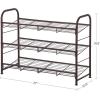 imageSONGMICS Stackable Shoe Rack 4 Tier Metal Shoes Rack Storage Shelf Holds up to 20 Pairs Shoes Adjustable Slanted Shelves Shoe Tower Organizer for Closet Entryway Small Spaces BlackBronze