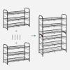 imageSONGMICS Stackable Shoe Rack 4 Tier Metal Shoes Rack Storage Shelf Holds up to 20 Pairs Shoes Adjustable Slanted Shelves Shoe Tower Organizer for Closet Entryway Small Spaces BlackBlack