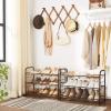 imageSONGMICS Stackable Shoe Rack 4 Tier Metal Shoes Rack Storage Shelf Holds up to 20 Pairs Shoes Adjustable Slanted Shelves Shoe Tower Organizer for Closet Entryway Small Spaces BlackBronze
