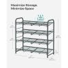 imageSONGMICS Stackable Shoe Rack 4 Tier Metal Shoes Rack Storage Shelf Holds up to 20 Pairs Shoes Adjustable Slanted Shelves Shoe Tower Organizer for Closet Entryway Small Spaces BlackGrey