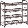 imageSONGMICS Stackable Shoe Rack 4 Tier Metal Shoes Rack Storage Shelf Holds up to 20 Pairs Shoes Adjustable Slanted Shelves Shoe Tower Organizer for Closet Entryway Small Spaces BlackBronze