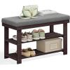 imageSONGMICS Bamboo Shoe Bench 3Tier Shoe Rack Organizer for Entryway Living Room Bench Seat Holds Up to 330 lb 114 x 28 x 193 Inches Brown and Gray ULBS604CGBrown  Gray