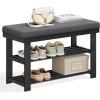 imageSONGMICS Bamboo Shoe Bench 3Tier Shoe Rack Organizer for Entryway Living Room Bench Seat Holds Up to 330 lb 114 x 28 x 193 Inches Brown and Gray ULBS604CGBlack  Gray