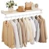imageSONGMICS Clothes Rack with Top Shelf Wall Mounted Clothing Rack with Hanging Rod Loads up to 77 lb 11 x 429 x 52 Inches Entryway Bedroom Closet Rustic Brown and Ink Black UHSR135B01Natural Beige  Cloud White
