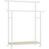 imageSONGMICS Clothes Rack with Wheels Clothing Rack for Hanging Clothes 388 Inches Metal Garment Rack with Shelf Loads up to 110 lb for Bedroom Closet Rustic Brown and Ink Black UHSR151B01White