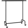 imageSONGMICS Clothes Rack with Wheels HeavyDuty Garment Rack with Extendable Hanging Rod 243 lb Load Capacity 177 x 63787 x 641 Inches ChromePlated Silver UHSR176E01Matte Black