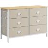 imageSONGMICS Dresser for Bedroom Storage Organizer Unit with 5 Fabric Drawers Chest of Drawers Steel Frame for Living Room Entryway Rustic Brown and Black ULTS215B01Rattan Yellow  Cream White