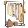 imageSONGMICS HOME DoubleRod Clothes Rack Clothing Rack on Wheels Portable Garment Rack with 2 Clothes Hanging Rails Fabric Shelf and Storage Bag MatchstickShaped Hooks Ink Black UHSR171B01Single Rod