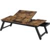imageSONGMICS Laptop Desk Bed Sofa Breakfast Tray Adjustable Tilt Top RightLeft Handed Adjustable Folding Legs Drawer Rustic Dark Brown ULLD110B01
