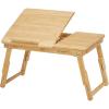 imageSONGMICS Laptop Desk for Bed or Sofa with Tilting Top Breakfast Serving Tray with Folding Legs Fits up to 156 Inches Screen 24269 x 137 x 88126 Inches Rustic Brown ULLD105B01Natural