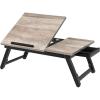 imageSONGMICS Laptop Desk for Bed or Sofa with Tilting Top Breakfast Serving Tray with Folding Legs Fits up to 156 Inches Screen 24269 x 137 x 88126 Inches Rustic Brown ULLD105B01Greige