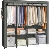 imageSONGMICS Portable Closet Wardrobe Closet Organizer with Cover 4 Hanging Rods and Shelves 4 Side Pockets 669 x 177 x 657 Inches Large Capacity for Bedroom Living Room Ink Black URYG094B02Sage Green