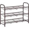 imageSONGMICS Stackable Shoe Rack 4 Tier Metal Shoes Rack Storage Shelf Holds up to 20 Pairs Shoes Adjustable Slanted Shelves Shoe Tower Organizer for Closet Entryway Small Spaces BlackBronze