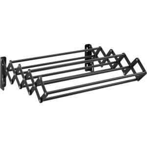 imageSONGMICS Clothes Drying Rack WallMounted Drying Rack Clothing Accordion Laundry Rack 9 Staggered Hanging Rods Expandable and Retractable Steel Cloud White ULLR806W01Ink Black