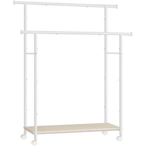 imageSONGMICS Clothes Rack with Wheels Clothing Rack for Hanging Clothes 388 Inches Metal Garment Rack with Shelf Loads up to 110 lb for Bedroom Closet Rustic Brown and Ink Black UHSR151B01White