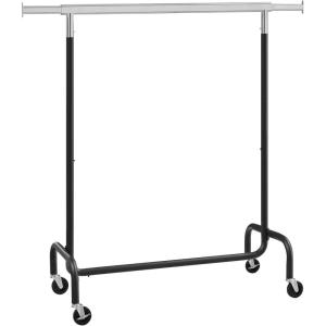 imageSONGMICS Clothes Rack with Wheels HeavyDuty Garment Rack with Extendable Hanging Rod 243 lb Load Capacity 177 x 63787 x 641 Inches ChromePlated Silver UHSR176E01Black  Silver