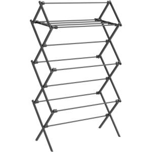 imageSONGMICS Foldable Clothes Drying Rack Laundry Drying Rack Clothes Airer Steel Frame 146 x 366 x 532 Inches Easy Assembly Indoor Outdoor Use Pearl White ULLR771W01Black