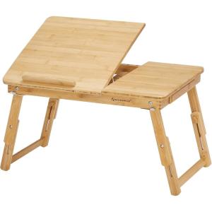 imageSONGMICS Laptop Desk for Bed or Sofa with Tilting Top Breakfast Serving Tray with Folding Legs Fits up to 156 Inches Screen 24269 x 137 x 88126 Inches Rustic Brown ULLD105B01Natural