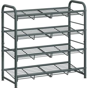 imageSONGMICS Stackable Shoe Rack 4 Tier Metal Shoes Rack Storage Shelf Holds up to 20 Pairs Shoes Adjustable Slanted Shelves Shoe Tower Organizer for Closet Entryway Small Spaces BlackGrey