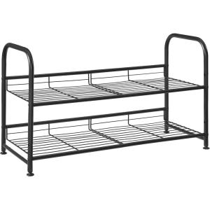 imageSONGMICS Stackable Shoe Rack 4 Tier Metal Shoes Rack Storage Shelf Holds up to 20 Pairs Shoes Adjustable Slanted Shelves Shoe Tower Organizer for Closet Entryway Small Spaces BlackBlack