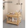 imageSONGMICS Bamboo Shower Bench with Storage Shelf Shower Chair Water Resistant Shower Stool with Handle and Hooks Shower Head Holder NonSlip Feet for Bathroom Adults Natural Beige UBCB121N01