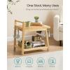 imageSONGMICS Bamboo Shower Bench with Storage Shelf Shower Chair Water Resistant Shower Stool with Handle and Hooks Shower Head Holder NonSlip Feet for Bathroom Adults Natural Beige UBCB121N01