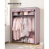 imageSONGMICS Closet Wardrobe Portable Closet for Bedroom Clothes Rail with NonWoven Fabric Cover Clothes Storage Organizer 551 x 169 x 685 Inches Black URYG02BKLavender Purple