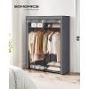imageSONGMICS Closet Wardrobe Portable Closet for Bedroom Clothes Rail with NonWoven Fabric Cover Clothes Storage Organizer 551 x 169 x 685 Inches Black URYG02BKGrey