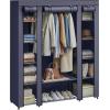 imageSONGMICS Closet Wardrobe Portable Closet for Bedroom Clothes Rail with NonWoven Fabric Cover Clothes Storage Organizer 59 x 177 x 69 Inches 12 Compartments Black ULSF03HDark Blue