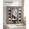 imageSONGMICS Closet Wardrobe Portable Closet for Bedroom Clothes Rail with NonWoven Fabric Cover Clothes Storage Organizer 59 x 177 x 69 Inches 12 Compartments Black ULSF03HTaupe